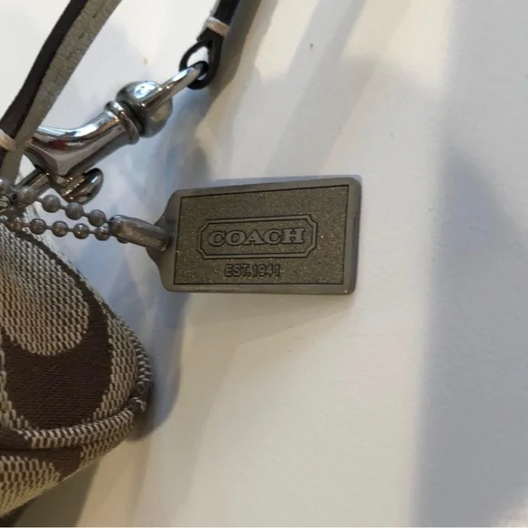 Coach Brown/Tan Signature Canvas Wristlet with Gold Accents - Picture 3 of 4